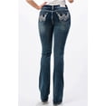 thumbnail image 3 of Grace in LA Women's Heavy Embroidered Stitch Pocket Bootcut Stretch Jeans (27, Blue), 3 of 3