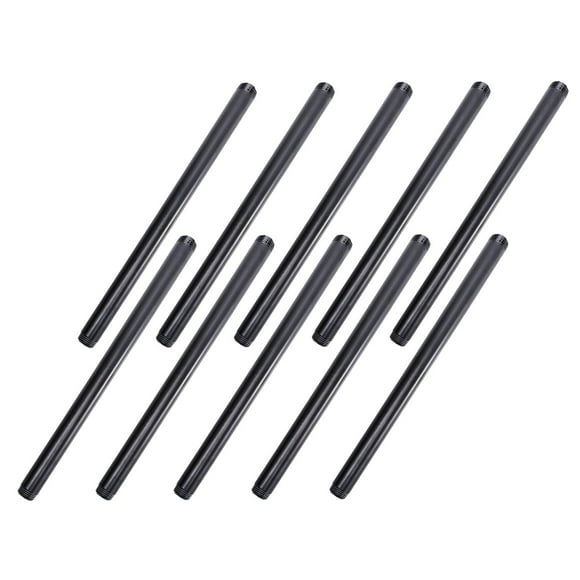 1/2 "x 16" Tuyau en Fer Peint Noir, Home TZH 10 Pack Peinture Noire Finition Fileté Tuyau en Métal Mamelon pour Bricolage Projet / Meubles / Étagères Décoration (10, 16 ")