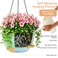 thumbnail image 2 of 2 Pack 8 Inch Self Watering Hanging Planters, Plastic Hanging Baskets with Drainage Holes, Hanging Chains, S-Hooks and Ceiling Hooks for Indoor Outdoor Plants (Green), 2 of 9