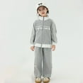 thumbnail image 4 of Tfken Outfit Set For Children Girls Size 9-10 Years Long Sleeve Striped Print Coat Pant Fall Daily Wear Grey Outfits Sets, 4 of 9