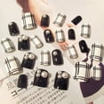 thumbnail image 1 of Decoración de uñas, 24 unidades/caja, patrón de rayas, diamantes de imitación, uñas artificiales falsas, uñas postizas hechas con cuidado, 1 of 7