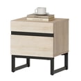 thumbnail image 6 of WAMPAT Modern Bedside Table for bedroom, Nightstand with 2 Drawers and Black Square Iron Leg, Wood Rustic Side End Table for living Room, 6 of 7