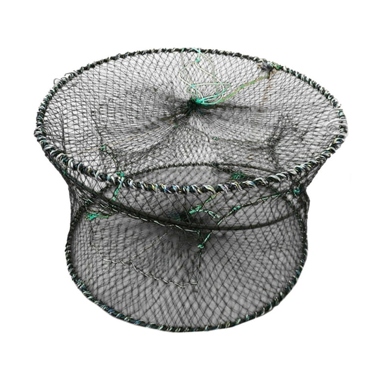 rygai Folding Round Shape Crab Crayfish Fishing Net Cage Shrimp Catcher  Bait Trap,Black