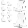 thumbnail image 1 of Boloyo Acrylic Book Stand with Ledge ,10PC Clear Acrylic Display Easel, Transparent Tablet Holder for Displaying Pictures,Books,Music Sheets,Notebooks, Artworks, CDs, etc.(Clear 10PC Small + Large), 1 of 7