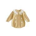 thumbnail image 2 of Fozruso Baby Girls Knit Bodysuit Long Sleeve Winter Outfit Lace Collar Romper Casual Wear Soft Comfortable Clothes For 0 12 Months Jumpsuit Cute Rompers Sizes 6-9 Months, 2 of 5