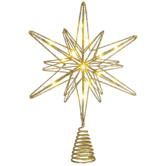 Large Christmas Star Tree Topper ,12.5 Inch Star Tree Topper Glitter Sparkle Xmas Treetop Ornament for Home Holiday Party Decorations(Gold)