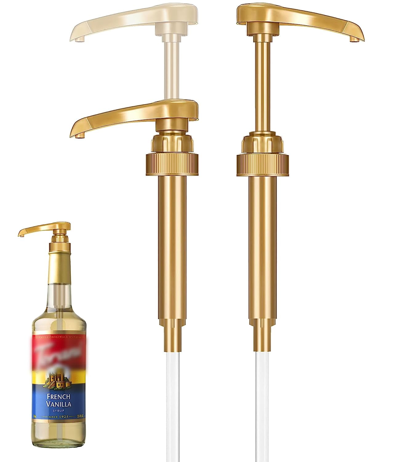 2Pack Gold Little Squirt Syrup Pumps for Coffee Syrup Bottles, Fits