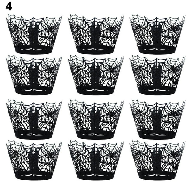 12Pcs/Set Cupcake Wrappers Safe Easy to Assemble Paper Fashion Halloween Cupcake Wrappers for Home