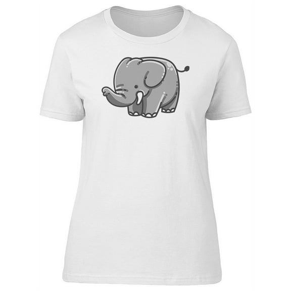 Grey Elephant Doodle T-Shirt Women -Image by Shutterstock, Female x-Large