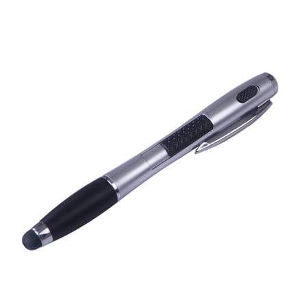 Stylus Pen Silver HDE 3-in-1 Multifunction Touch Screen Stylus Flashlight Ball Point Pen for Capacitive Electronic Devices - Silver ()