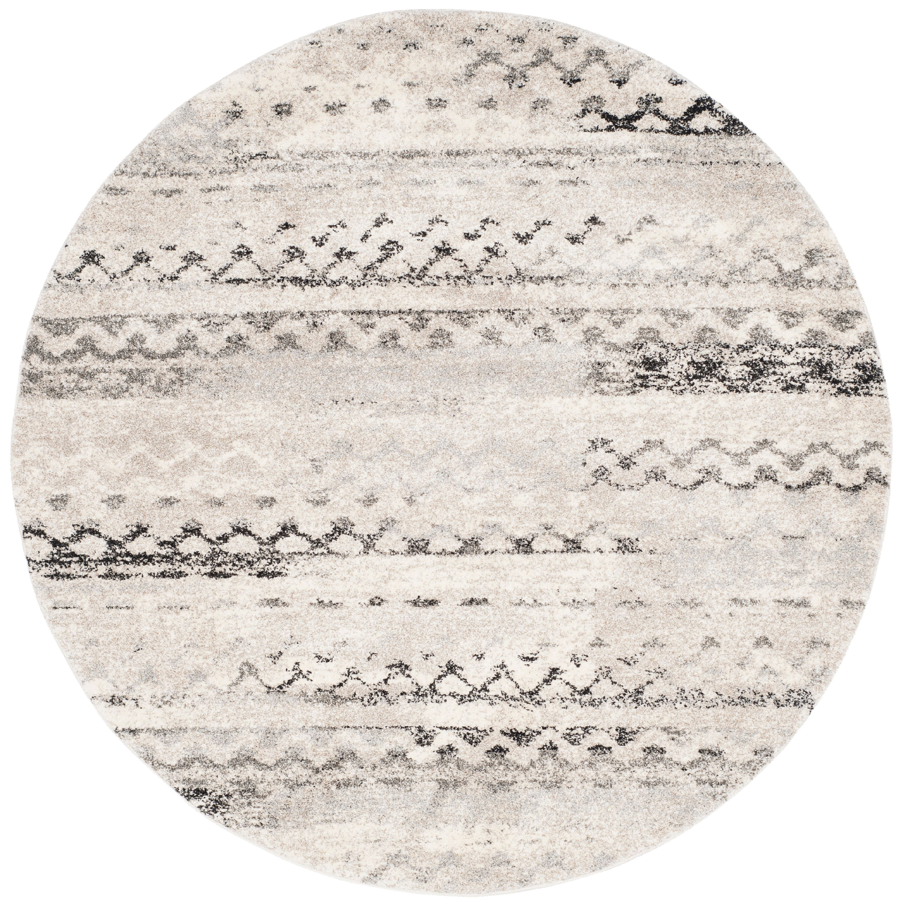 SAFAVIEH Retro Coilean Abstract Area Rug, Cream/Grey, 4' x 4' Round