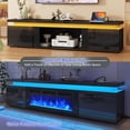 thumbnail image 3 of 83" High Gloss LED TV Stand with Fireplace Slot & Mounting Kit for 75" 85" 90" TVs, Modern Entertainment Center with Power Outlet, Fits 40" Electric Fireplace (Fireplace NOT Included), 3 of 8