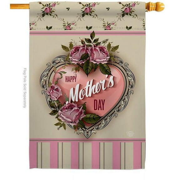 Ornament Collection H192183-BO Rose Mother Day Family 28 x 40 in. Double-Sided Decorative Vertical House Flags for Decoration Banner Garden Yard Gift