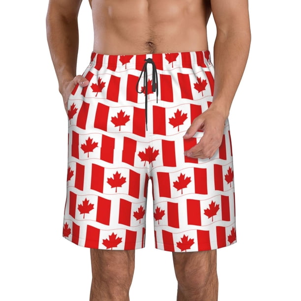 Balery Canada Traje de Baño Estilo Hawaiano para Hombre, Shorts de Secado Rápido con Bolsillos-Large