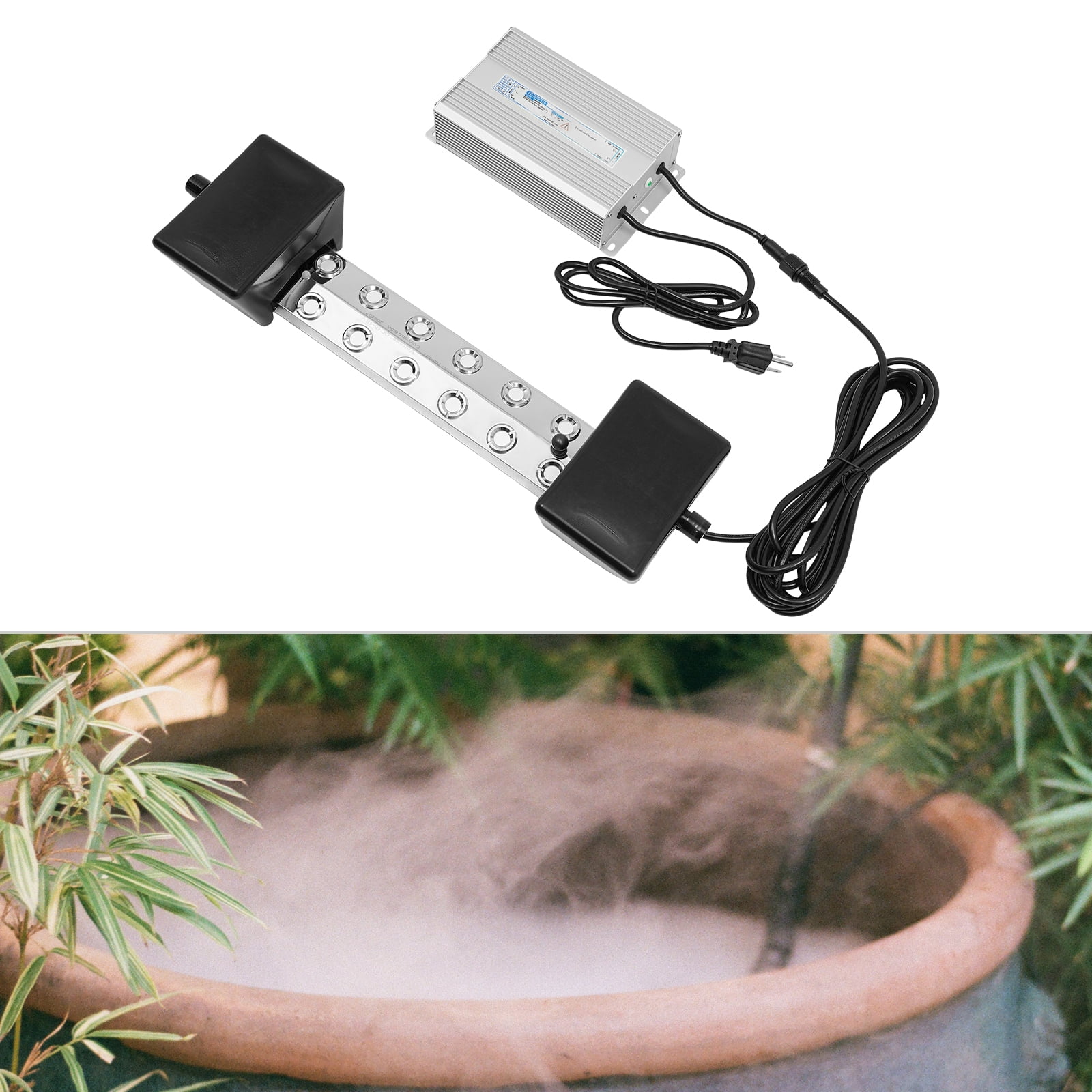 Peakora 12 Head Ultrasonic Mist Maker Fogger Stainless Steel Pond Mister Atomizer Fogger Humidifier Ip67 Aluminum Waterproof Power-Off Protection Use for Aquarium Rockery