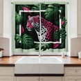 thumbnail image 2 of Ambesonne Leopard Kitchen Curtains, Abstract Jungle Wild Cat, 55"x36", Emerald Magenta and Black, 2 of 3
