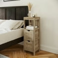 thumbnail image 4 of Flash Furniture Farmhouse Bathroom Storage Organizer with Two Removable Drawers and Open Display Shelf in Brown, 4 of 12