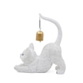 thumbnail image 2 of Estatua de gato con campana de metal, figura de gatito, carillón de viento, escultura de animal de resina para Blanco, 2 of 9
