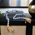 thumbnail image 2 of DecMode Handmade Round Long Frosted Light Blue Glass Garland with Tassel with Knotted Brown Jute, 2 of 11