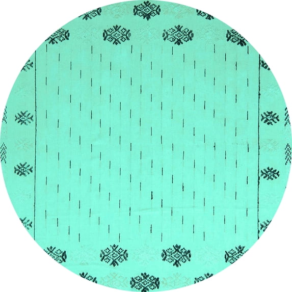 Ahgly Company Indoor Round Solid Turquoise Blue Modern Area Rugs, 6' Round