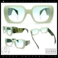 thumbnail image 2 of Womens Mod Beveled Thick Plastic Rectangular Fashion Sunlgasses [Light Green - Blue], 2 of 8