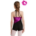 thumbnail image 2 of iixpin Kids Girls Sequin Gymnastics Leotards Sleeveless Dance Biketards One Piece Jumpsuit Bodysuit with Hair Scrunchie Hot Pink 6, 2 of 7