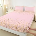 thumbnail image 2 of jejeloiu Diamond Queen Sheet Sets,Glitter Print Flat Sheet,Pink Gold Queen Fitted Sheet For Girls,Breathable Bedroom Decor,4-Piece, 2 of 7