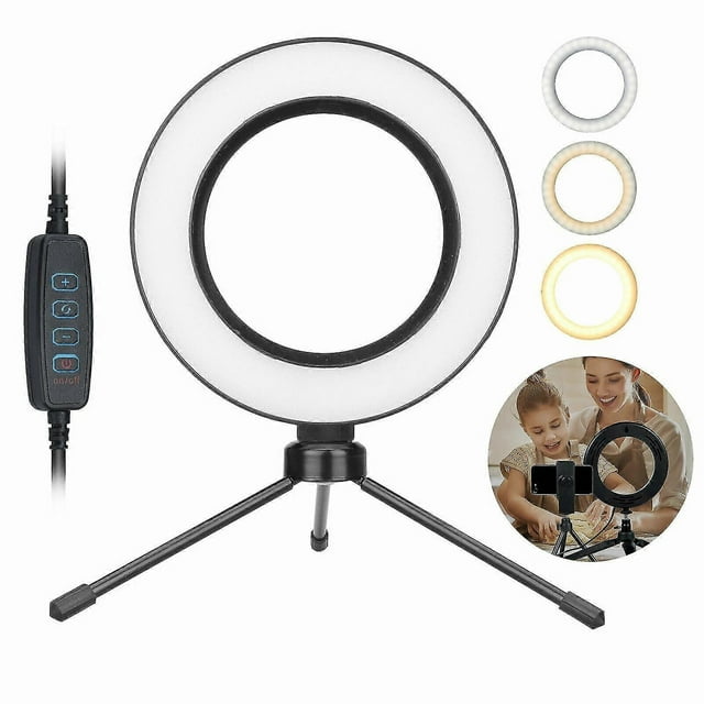 6in LED 12000K Ring Light Kit Dimmable For Makeup Phone Camera Selfie With Stand