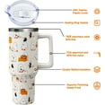 thumbnail image 5 of Halloween 40 oz Tumbler with Lid Handle and Straw Ghost Pumpkin Stainless Steel Double Walled Insulated Cup Halloween Travel Mug Water Bottle Gifts for Men and Women (1PC), 5 of 6