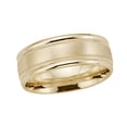 thumbnail image 2 of Benchmark� 10k Gold 8mm Comfort-fit Satin Finish Center With Milgrain Round Edge Carved Design Wedding Band Ring, 2 of 6