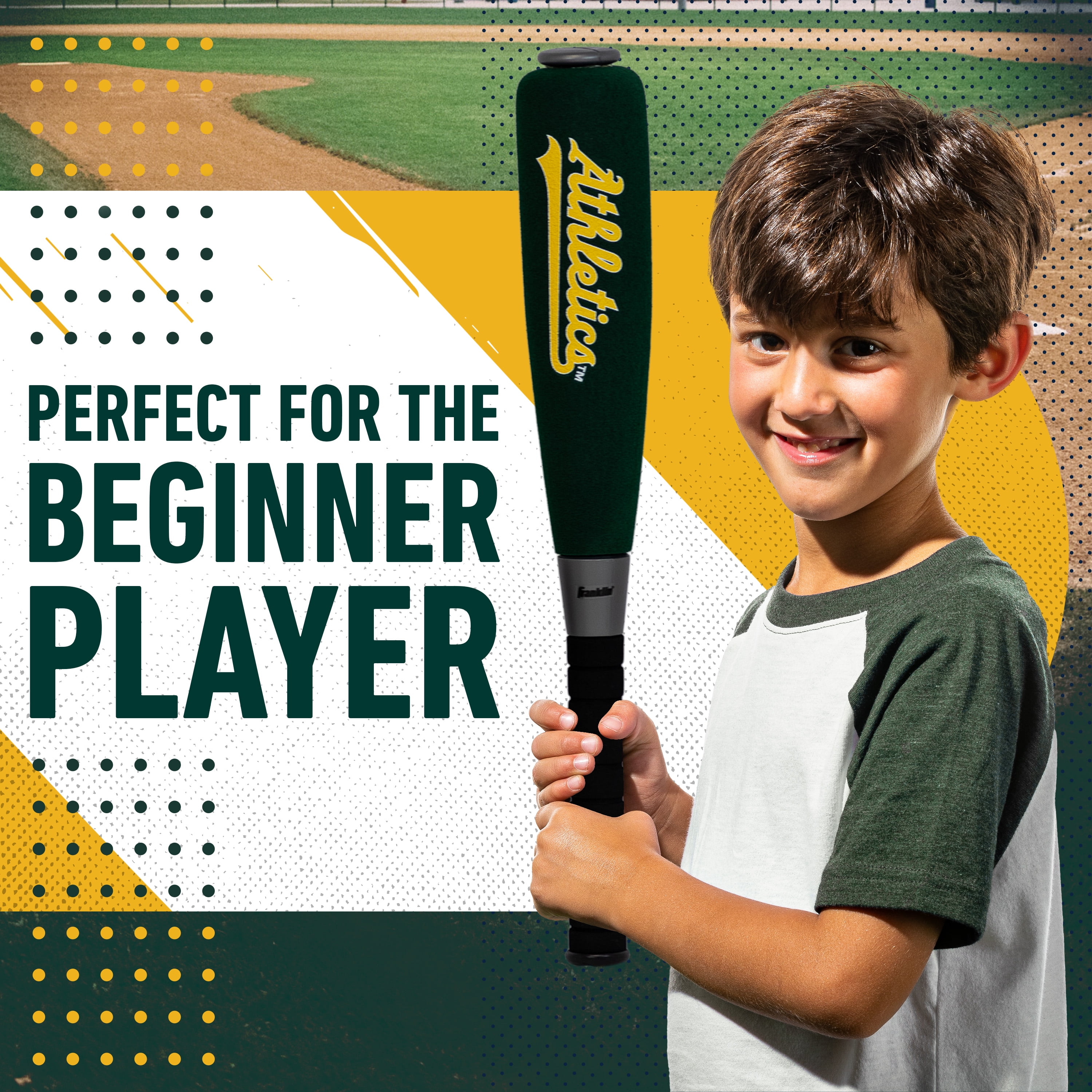 Franklin Sports MLB Oakland Athletics Foam Bat + Ball Set, 21 in