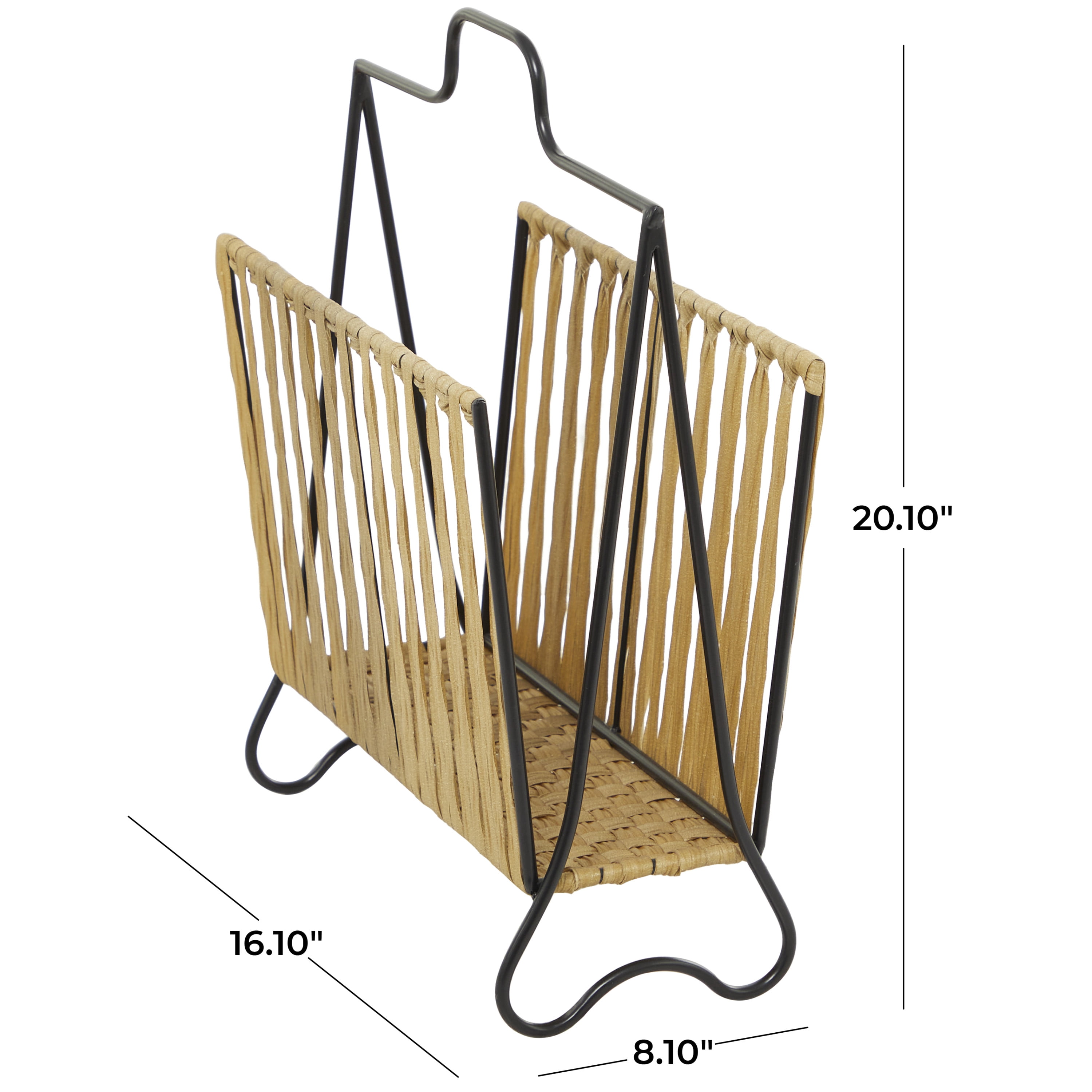 DecMode 20" Light Brown Plastic Rattan Handmade Single Slot Magazine Holder with Black Stand