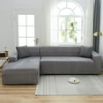 thumbnail image 4 of Yipa Elastic Sofa Seat Cover Solid Color Soft Couch Cushion Seat Cover for Home Living Room Sofa Protective Fundas Slipcover Gray 3 Seater:190-230cm(74.80-90.55 inch), 4 of 9