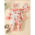 thumbnail image 4 of HWJAD Newborn Baby Girl Clothes One Piece Jumpsuits Clothes Long Sleeve Romper Spring Fall 3PCS Set Clothes for Baby, 4 of 9