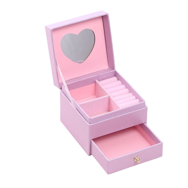 Caja de rejillas de doble capa para joyería, estuche organizador de gran capacidad, cajas de cajones con espejo, estuches creativos para mujer y Ropa, zapatos y accesorios Miscelánea Púrpura claro Guardurnaity AP018008-01