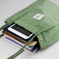 thumbnail image 4 of Bolso de mano de pana lindos bolsos de mano para mujer bolso de hombro con bolsillo interior para el trabajo, playa, viajes y compras (verde Matcha), 4 of 5