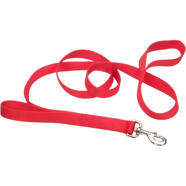 Loops 2 Double Handle 1" Nylon Dog Leash 6'Red