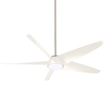 60 Inch Ceiling Fan With Light Kit-Brushed Nickel/White Finish-White Blade Color Minka Aire Fans F771l-Bn/Wh