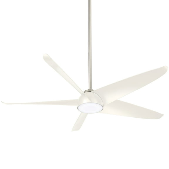 60 Inch Ceiling Fan With Light Kit-Brushed Nickel/White Finish-White Blade Color Minka Aire Fans F771l-Bn/Wh