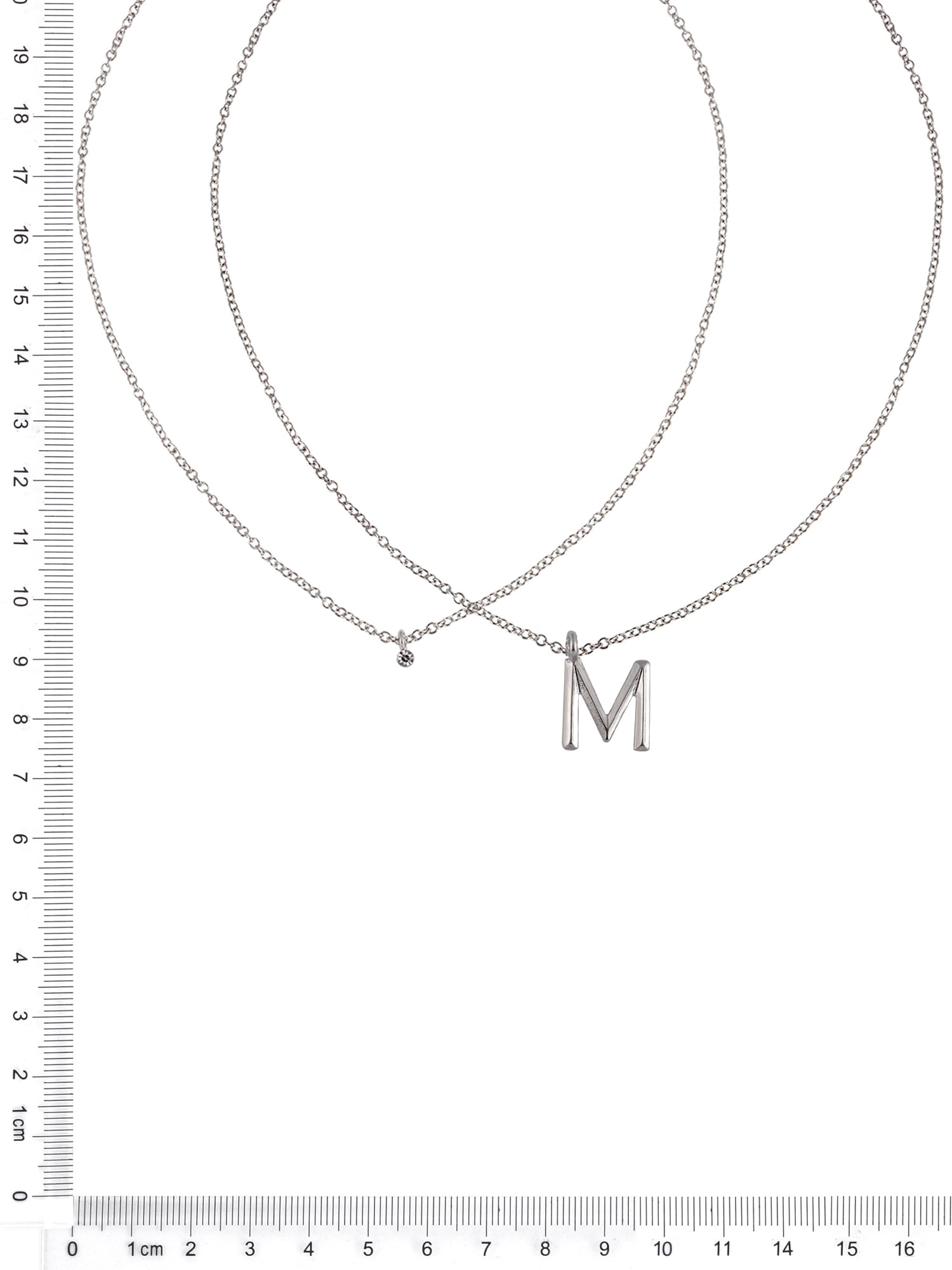 Time and Tru Silvertone Rolo Chain 2 Row Initial "M" Pendant Necklace