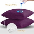 thumbnail image 4 of Dark Purple Throw Pillow Covers 18x18 Inch Set of 2, Farmhouse Burlap Solid Brown Color Modern Linen Texture Waterproof Outdoor Pillow Covers, Decorative Cushion Pillowcases for Couch Sofa Bed Patio, 4 of 9