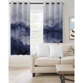 thumbnail image 2 of Navy Blue Ombre Mountain Blackout Curtains 39 Inches Long for Bedroom, Nature Abstract Art Marble Thermal Insulated Room Darkening Black Out Window Curtain Panels Grommet Drapes for Living Room, 2 of 8