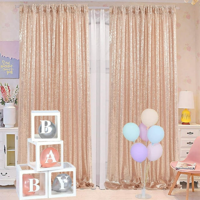 Cortinas de lentejuelas doradas para fondo de fiesta, escenario, boda, tamaño grande, ideales para decoración de fiestas y bodas.