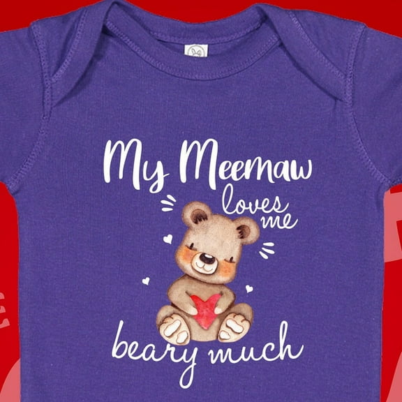 Baby Bodysuit BELLA CANVAS Meemaw Newborn Clothes, My Meemaw Loves Me Beary Much Baby Bodysuit, Meemaw Kids Shirt, Loved By Meemaw, Meemaw Newborn Gift