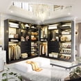thumbnail image 6 of Homieasy Modular Closet System, 75" Freestanding Closet Organizer System with 3 Drawers, Shoe Rack Tower, Mirror, and 2 Hanging Rods, Wooden Closet Tower for Walk-in Closet, Bedroom, Black, 6 of 8