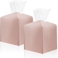 thumbnail image 1 of Paquete de 2 fundas para caja de pañuelos, caja de pañuelos cuadrada de piel sintética rosa TUNC Sencillez, 1 of 5