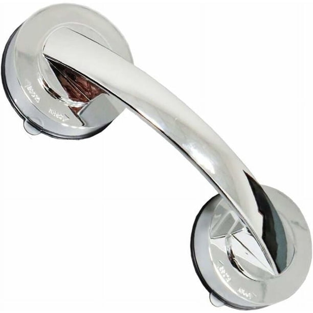 Barras de apoyo con pasamanos antideslizantes, manija de seguridad para baño, soporte resistente de material ABS de alta calidad, potente ventosa para fijación a superficies lisas (plata)