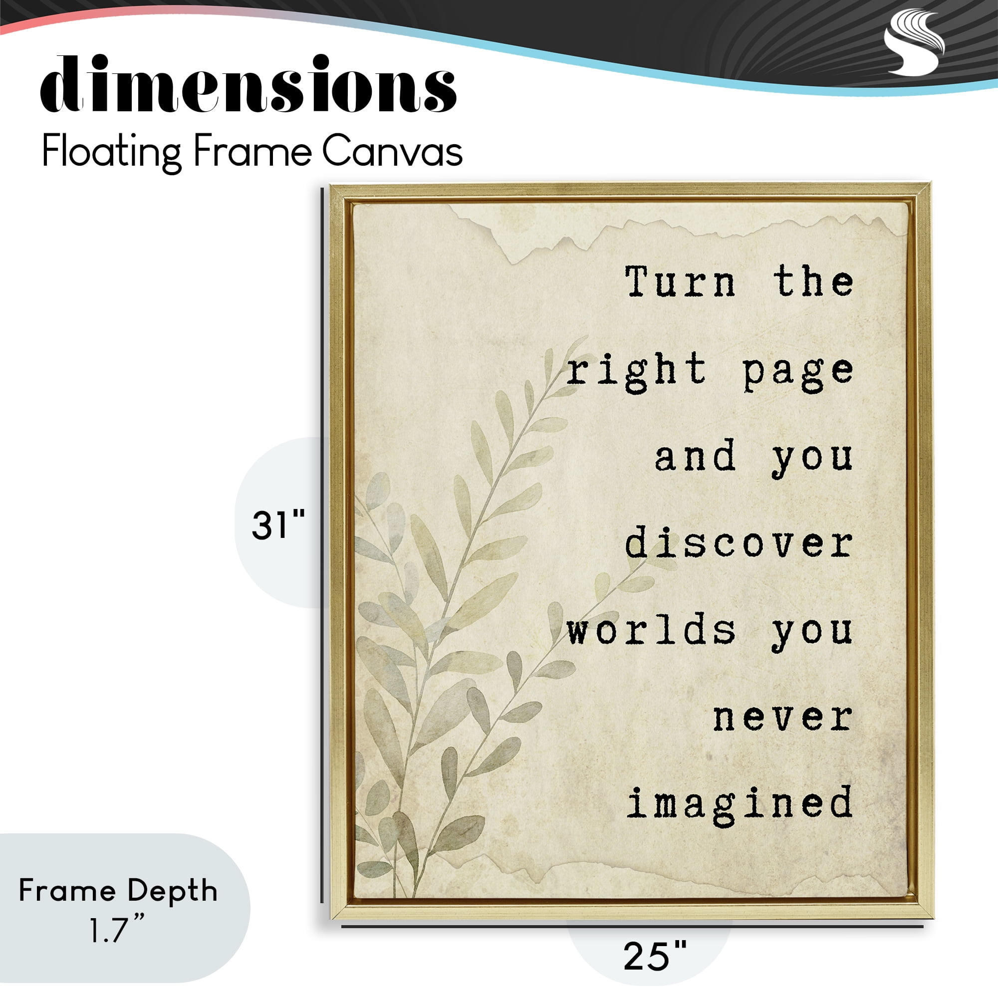 Stupell Industries Literary Wonders Quote Gold Framed Floater Canvas Wall Art, design by Julia Frost
