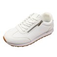 thumbnail image 6 of Sneakers for Women Fashion Splice Suede Leather Tennis Shoes Antislip Lace up Zipper Casual Athletic Walking Shoes White Size 9, 6 of 6
