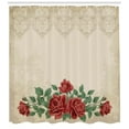 thumbnail image 3 of Ambesonne Glamour Shower Curtain, Vintage Love Red Roses, 69"Wx84"L, Beige Green, 3 of 3